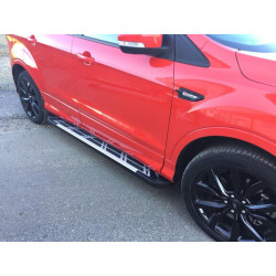 Купить Боковые пороги Sunrise (2 шт., алюминий) С черной листвой на дверях для Ford Kuga/Escape 2013-2019 гг