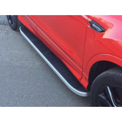 Купити Бокові пороги Tayga Grey (2 шт., Алюміній) З пофарбованим листям на дверях для Ford Kuga/Escape 2013-2019 рр