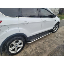 Купити Бокові пороги Maydos V2 (2 шт., Алюміній -2025 нерж) З чорним листям на дверях для Ford Kuga/Escape 2013-2019 рр