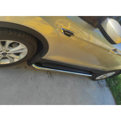 Купити Бокові пороги Maydos V2 (2 шт., Алюміній -2025 нерж) З чорним листям на дверях для Ford Kuga/Escape 2013-2019 рр