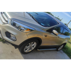 Купити Бокові пороги Maydos V2 (2 шт., Алюміній -2025 нерж) З чорним листям на дверях для Ford Kuga/Escape 2013-2019 рр