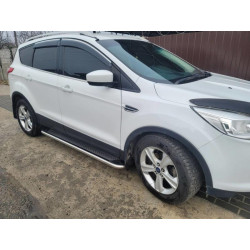 Купити Бокові пороги Maydos V2 (2 шт., Алюміній -2025 нерж) З пофарбованим листям на дверях для Ford Kuga/Escape 2013-2019 рр