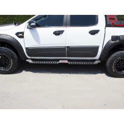Купити Бокові пороги Dakar V2 без LED (2 шт, метал) для Ford Ranger 2007-2011 рр