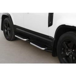Купить Боковые пороги OEM Silver (для длинного, 2 шт) для Land Rover Defender 2019- рр