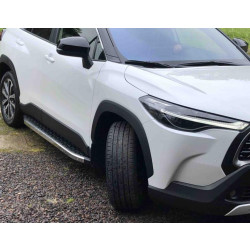 Купити Бокові пороги BlackLine (2 шт., Алюміній) для Toyota Corolla Cross 2020- рр
