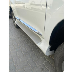 Купити Бокові пороги GX-style (2 шт., алюміній) Білий колір (чорна підніжка) для Toyota Land Cruiser Prado 150