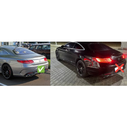 Купить Задний диффузор с насадками Black (2018-2020, Дизайн S-COUPE63) для Mercedes S-class C217 Coupe