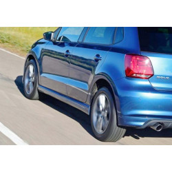 Купити Бокові пороги DPT V-3 (чорний глянець) для Volkswagen Polo 2010-2017 рр
