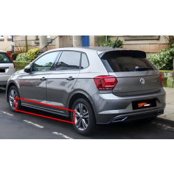 Купити Бокові пороги DPT V-2 (чорний глянець) для Volkswagen Polo 2017- рр