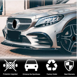 Купить Накладка на передний бампер Lip V1 (для C43 AMG 2019-2021, Карбон) для Mercedes C-сlass W205