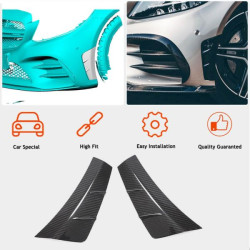 Купить Накладки на передний бампер V2 (для C43 AMG 2019-2021, Карбон) для Mercedes C-сlass W205