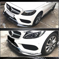 Купить Накладка на передний бампер Lip V3 (для C43 AMG 2015-2019, Карбон) для Mercedes C-сlass W205