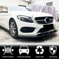 Купить Накладка на передний бампер Lip V3 (для C43 AMG 2015-2019, Карбон) для Mercedes C-сlass W205