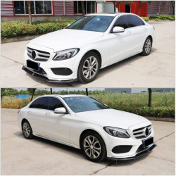 Купить Накладка на передний бампер Lip V5 (для C43 AMG 2015-2019, Карбон) для Mercedes C-сlass W205