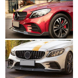 Купить Накладка на передний бампер Lip V3 (для C43 AMG 2019-2021, Карбон) для Mercedes C-сlass W205