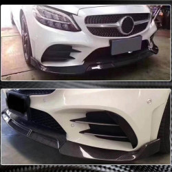 Купить Накладка на передний бампер Lip V3 (для C43 AMG 2019-2021, Карбон) для Mercedes C-сlass W205