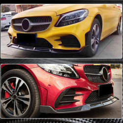 Купить Накладка на передний бампер Lip V3 (для C43 AMG 2019-2021, Карбон) для Mercedes C-сlass W205