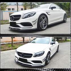 Купить Накладка на передний бампер Lip V1 (для SD C63 AMG 2015-2019, Карбон) для Mercedes C-сlass W205