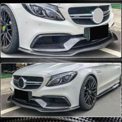 Купить Накладка на передний бампер Lip V2 (для SD C63 AMG 2015-2019, Карбон) для Mercedes C-сlass W205