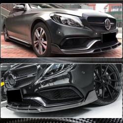 Купить Накладка на передний бампер Lip V4 (для SD C63 AMG 2015-2019, Карбон) для Mercedes C-сlass W205