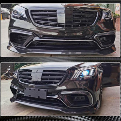 Купить Накладка на передний бампер Lip (для S63/S65 AMG 2018-2022, Карбон) для Mercedes S-сlass W222