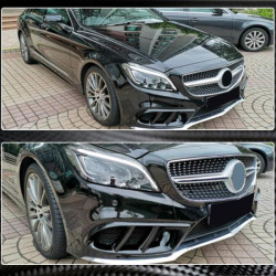 Купить Накладки на передний бампер (для AMG-Line SD 2015-2018, Карбон) для Mercedes CLS C218