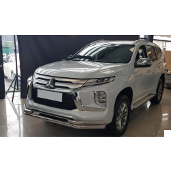 Купить Передняя защита ST085 (2020-2025, нерж) для Mitsubishi Pajero Sport 2015- гг