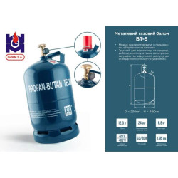 Купить Газовый баллон металлический GZWM S.A. 12,3л