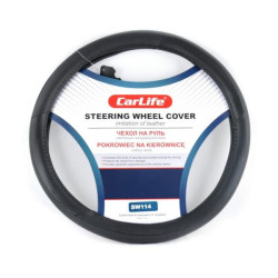 Купити Чохол на кермо Carlife 35-37 см зі штучної шкіри, чорний SW114S