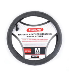 Купити Чохол на кермо Carlife 37-39 см шкіряний чорний SW225M