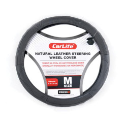 Купити Чохол на кермо Carlife 37-39 см шкіряний чорний SW229M