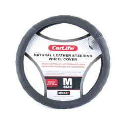 Купити Чохол на кермо Carlife 35-37 см шкіряний, чорний SW233S