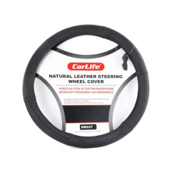 Купить Чехол на руль Carlife 41-43 см кожаный, черный SW227XL