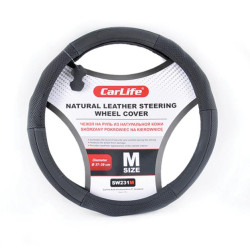 Купить Чехол на руль Carlife 41-43 см кожаный CarLife черный