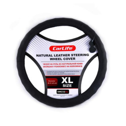 Купить Чехол на руль Carlife 41-43 см кожаный, черный SW232XL