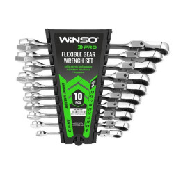 Купити Набір ключів Winso PRO комбіновані з тріскачкою та карданом CR-V 10шт (8-10-12-13-14-15-16-17-19мм)
