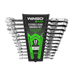 Купити Набір ключів Winso PRO комбіновані з тріскачкою та карданом CR-V 12шт (7-8-9-10-12-13-14-15-16-17-18-19мм)
