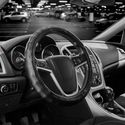 Купить Чехол на руль Carlife 37-39см, экокожа, черный, один шов SW142M