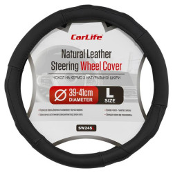 Купить Чехол на руль Carlife 39-41см, кожа, черный SW245L