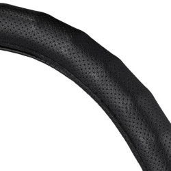 Купить Чехол на руль Carlife 37-39см, экокожа, черный, один шов, перфорированный SW143M