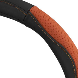 Купити Чохол на кермо Carlife 37-39см, шкіра, чорний з коричневими вставками SW247M