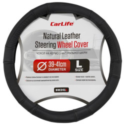 Купити Чохол на кермо Carlife 39 - 41см, шкіра, чорний SW241L
