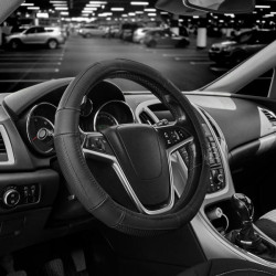 Купить Чехол на руль Carlife 39-41см, кожа, черный SW241L