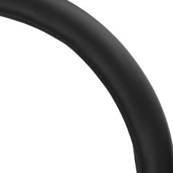 Купить Чехол на руль Carlife 37-39см, кожа, черный, белая резина, один шов