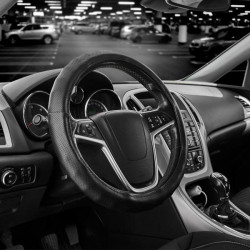 Купить Чехол на руль Carlife 39 - 41см, экокожа, черный, один шов, перфорированный SW143L