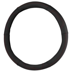 Купить Чохол на кермо Carlife 39 - 41см, шкіра, чорний з червоною ниткою