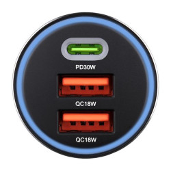Купить Автомобильное зарядное устройство Brevia ePower TriCharge 66W 1xUSB-C+2xUSB-A черный