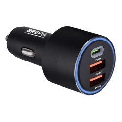 Купить Автомобильное зарядное устройство Brevia ePower TriCharge 66W 1xUSB-C+2xUSB-A черный