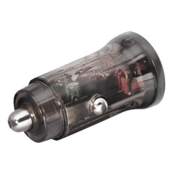 Купити Автомобільний зарядний пристрій Brevia ePower DualCharge 30W 1xUSB-C+1xUSB-A, прозорий чорний