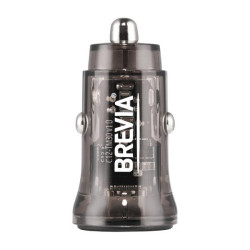 Купити Автомобільний зарядний пристрій Brevia ePower DualCharge 30W 1xUSB-C+1xUSB-A, прозорий чорний